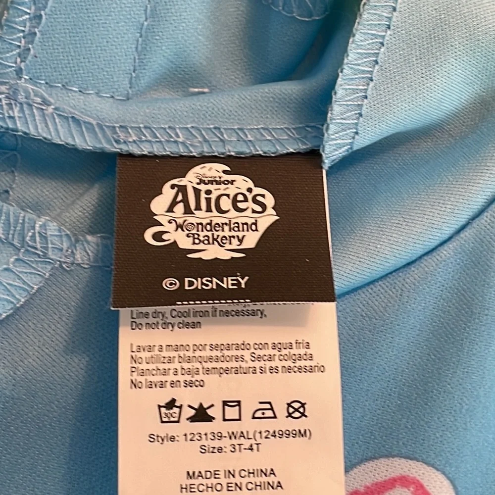 Disney Junior ALICE Wonderland BAKERY Dress Up 3 piece Costume Sz 3T 4T New Tags